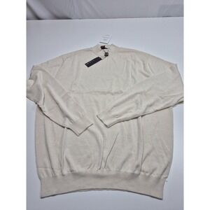 Tulliano Sweater Mens 3XL White Silk Cotton Mock Neck Lightweight Knit Pullover